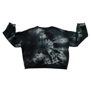 ALLFENIX Black White Tie Dye Cropped Sweatshirt Pullover Long Sleeve Size L